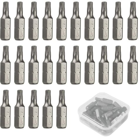 Jeu de 25 embouts de tournevis de 25 x 25 mm – Embouts de tournevis compatibles avec les tournevis et les perceuses, idéaux pour le bricolage, les réparations et les travaux ménagers (T20) (1/5)