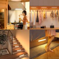 Lot 2 Veilleuses LED 60 Lumières Rechargeables Détecteur Mouvement - Cuisine Couloir