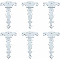 charnières antiques en alliage de zinc - Charnières décoratives rétro sculptées - Charnières en T pour portes, placards, boîtes à bijoux - Blanc 6pcs