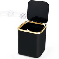 Yuejuhe Mini Poubelle Bureau 2L Avec Couvercle – Petite Poubelle Table Noire Salle De Bain Voiture Chambre