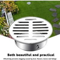 Drain De Douche Anti-Odeur INOX 110mm - Siphon Sol Rond Anti-Blocage Pour Balcon Et Extérieur