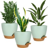 Pots à Plantes, 6.5in Pots à Plantes, 3 Pcs Auto-Arrosant avec Trou De Drainage Et Soucoupe Pot à Fleurs Décoratif Moderne