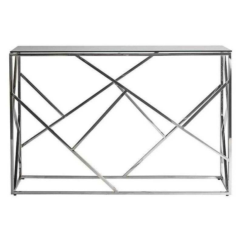 Mueble Consola Recibidor manhhatan de acero inoxidable y tapa vidrio templado plateado para modelo manhattan cromo burkina