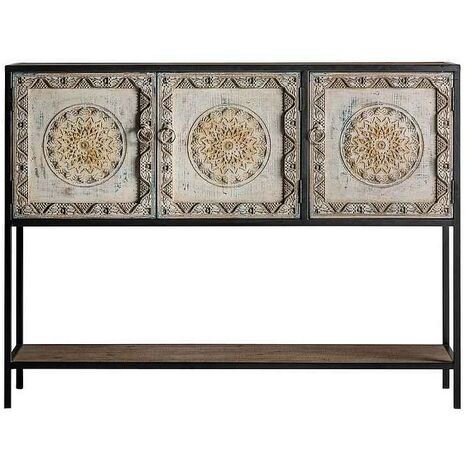RECIBIDOR de 3 PUERTAS  tallado de MANDALAS  modelo JAIPUR BURKINA