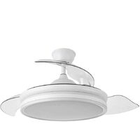 Ventilador BAYOMO L blanco con aspas desplegables, con motor DC Fabrilamp