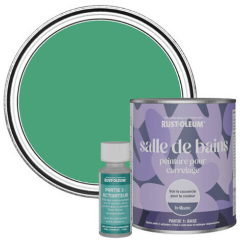 Peinture pour Carrelage de Salle de Bain, Finition Brillante - Émeraude 750ml (1/3)