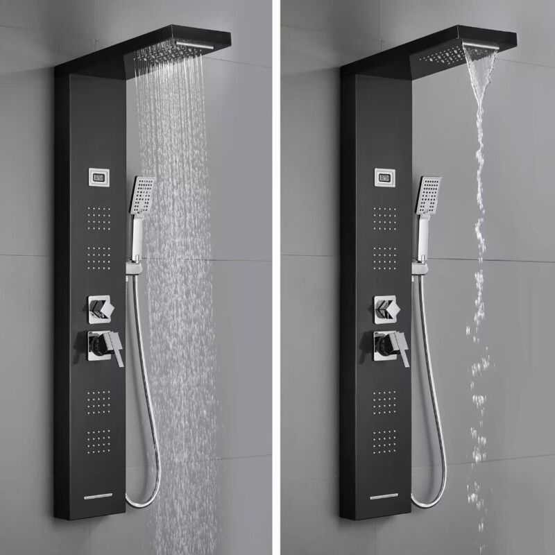 LED Edelstahl Duschpaneel Wasserfall Duschset Regendusche