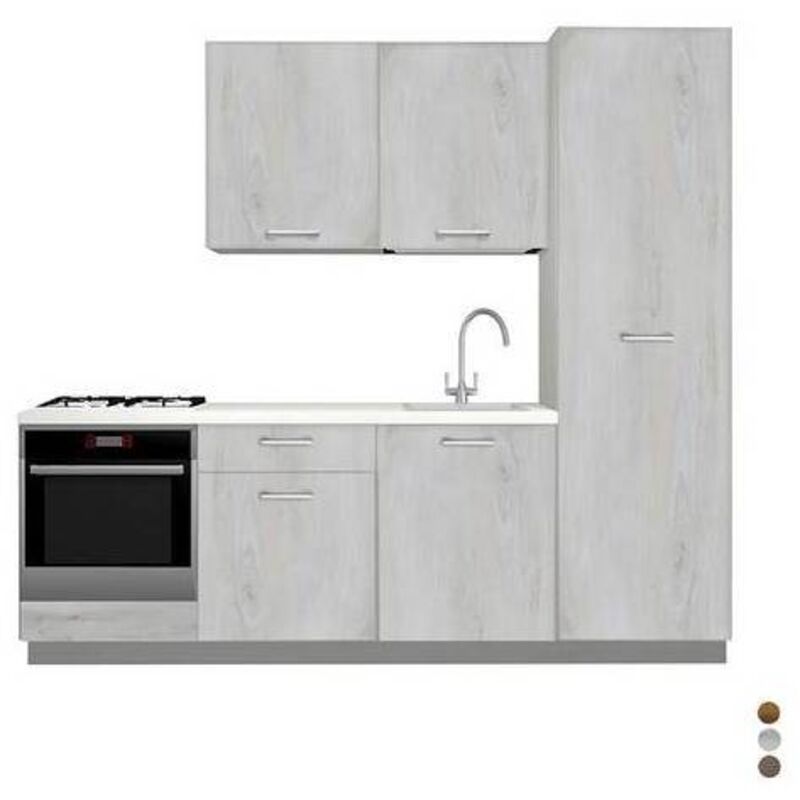 Cuisine équipée Complète Belini Tracy 240 Cm - Façades Chêne Glamour Avec Plans De Travail