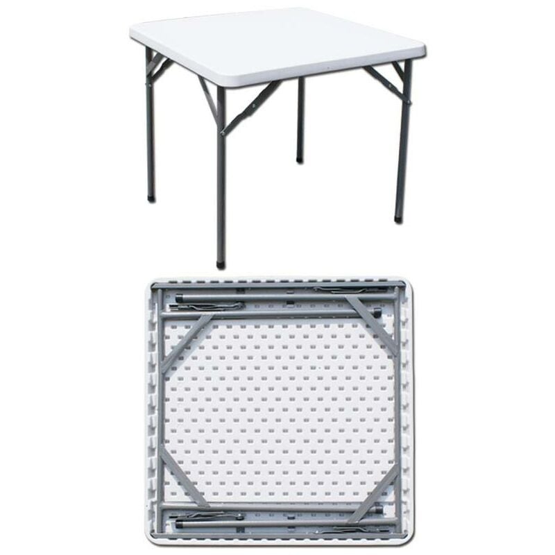 Table pliante ronde Ø150 cm PEHD blanc et acier noir