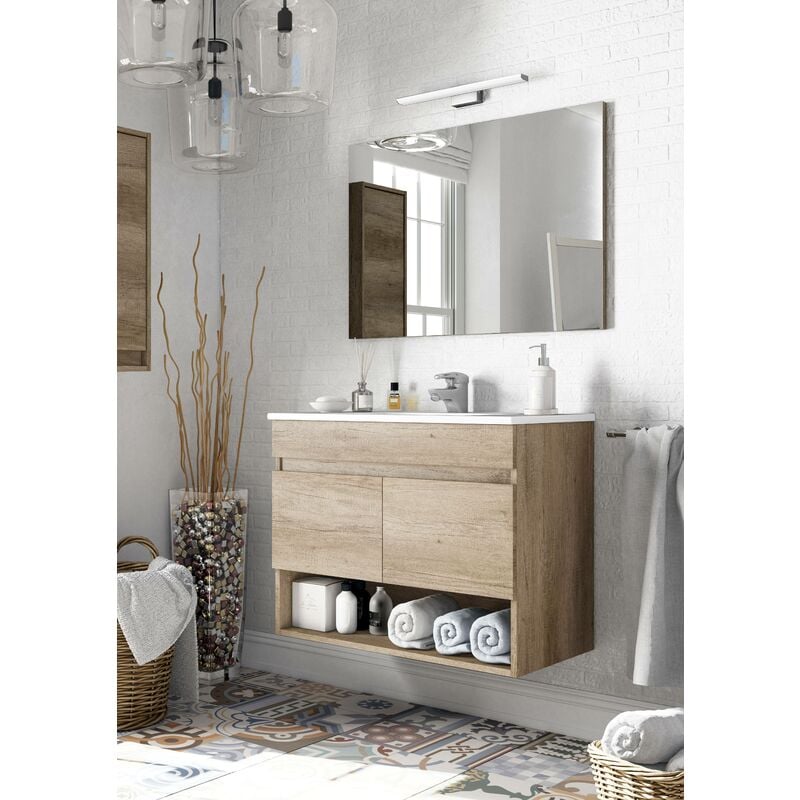 Kit armoire de salle de bain dakota 2a cm.80x45x64h chêne nordique