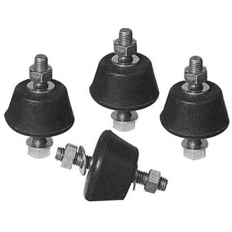 Silentblocs Anti-vibrations Caoutchouc 25x25mm - Lot De 4 Avec écrous M6 - Pour Moteurs, Compresseurs, Portes De Garage