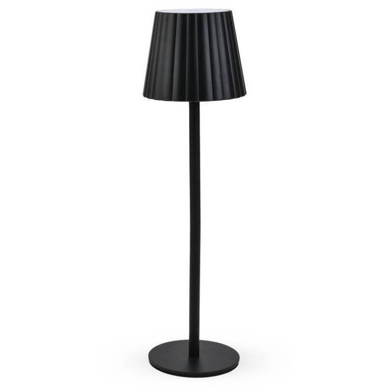 Lampada da tavolo nera in ceramica cappello in tessuto 39 cm