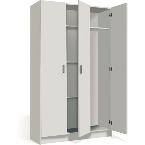 Dianhydro – Armoire d'atelier 3 portes – 4 étagères réglables en hauteur – Mélamine blanc – Charnières métalliques – Supports étagères en métal (1/5)