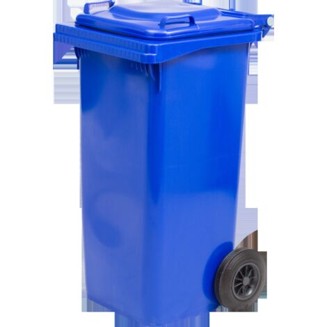 pattumiera bidone blu per spazzatura secchio con ruote 120 Lt portarifiuti