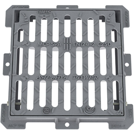 Dianhydro – Grille de drainage en fonte ductile 60x60 cm – Résistance à la rupture 250 KN – Conforme classe C250 EN 124 – Pour trottoirs et parkings