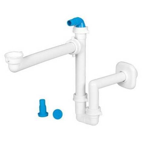 Yrichtra Lot De 2 Siphons Lavabo Extra Plat Réglables 1 1/4 Pouce - Économiseur D'Espace, Flexible 360°, Anti-Odeurs Pour Évier Cuisine Et Salle De Bain Blanc