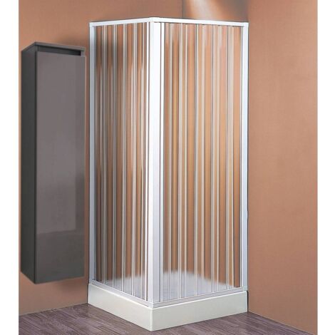 Forte – Cabine de douche pliante en PVC 70/80 x 70/80 cm – Hauteur 185 cm – Blanc – Pour espaces restreints et chantiers humides