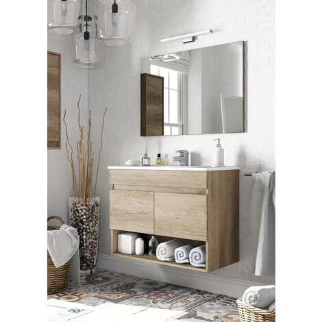 Kit armoire de salle de bain dakota 2a cm.80x45x64h chêne nordique