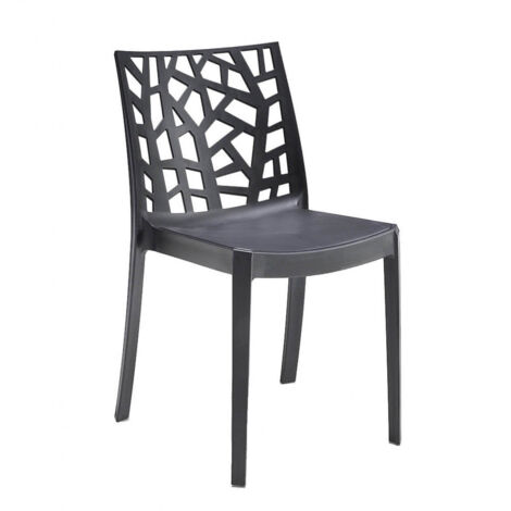 Bica – Chaise de jardin empilable en polypropylène renforcé – Dossier décoré – Pieds non glissants – Dimensions 55x47x82h cm (1/5)