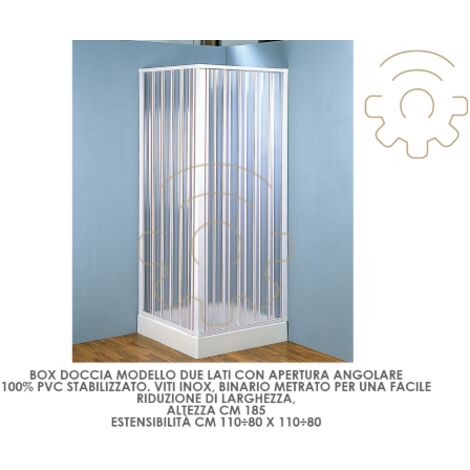 Forte – Cabine de douche pliante PVC 110 x 80 cm – Hauteur 185 cm – Ouverture sur 2 côtés – Adaptée pour espaces réduits (1/2)