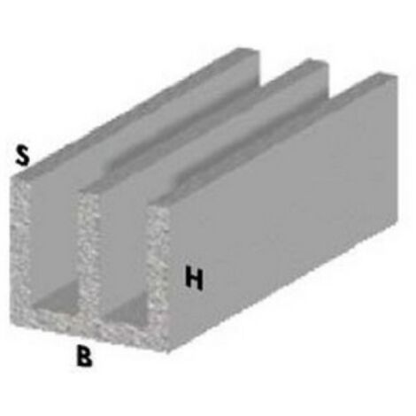 Profilé double U aluminium anodisé 200 cm – Finition argent – Dimensions 16x12x1 mm – Pour applications spécifiques en bricolage – Arcansas - CM 200 H
