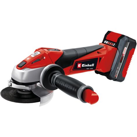 Einhell Meuleuse d'angle Ø115mm sans fil TE-AG 18/115 Li Kit Power X-Change (18 V, Régime : 8500 trs/min, Profondeur de coupe : 28 mm) Livré avec Batterie 3,0Ah et Chargeur