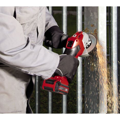 Einhell Meuleuse d'angle Ø115mm sans fil TE-AG 18/115 Li Kit Power X-Change (18 V, Régime : 8500 trs/min, Profondeur de coupe : 28 mm) Livré avec Batterie 3,0Ah et Chargeur