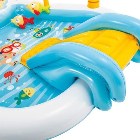 Intex – Piscine de pêche gonflable 218x188x99 cm – Aire de jeux avec toboggan et station de jeux – Pour enfants à partir de 3 ans