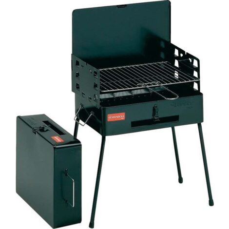 Barbecue portable 2 brûleurs en acier inoxydable – Grille de cuisson 60x40cm – Pour cuisson au charbon – Compact et léger – Ferraboli (1/5)