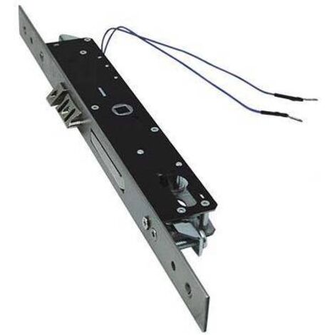 Serrure électrique à enfoncer 12V – Pêne demi-tour électrifié – Triple fermeture avec pêne rotatif – Acier zingué 25x354mm – Omec