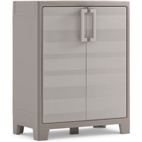 Keter – Armoire basse 2 étagères 80x44x100 cm – Résine durable résistante aux intempéries – 2 portes battantes – Capacité 30 kg par étagère