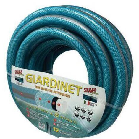 TRIKECO Tubo Da Giardino Magliato Flessibile 1/2 X 25 M - Antigelo, 4 Strati, Pressione Max 8 Bar, Giallo Con Righe Verdi - 2