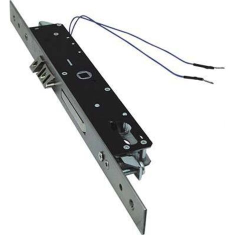 Serrure électrique à enfoncer 12V – Pêne demi-tour électrifié – Triple fermeture avec pêne rotatif – Acier galvanisé 25x354mm – Omec
