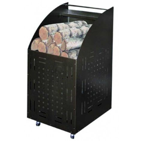 Idroweb – Porte-bûches en acier verni noir avec roues pivotantes – Dimensions 32x42x80H – Pour usage intérieur et extérieur – Design élégant