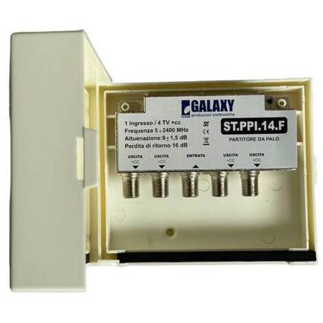 Partitore Induttivo Da Palo 1 Ingresso 4 Uscite – 5-2400 MHz, Schermato, Passaggio DC, Per TV E SAT - 4