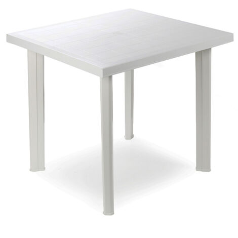 Progarden – Table de jardin carrée en résine blanche 80x75x72 cm – Résistante aux intempéries – Empilable pour rangement optimisé – Compatible porte-parapluie 38 mm