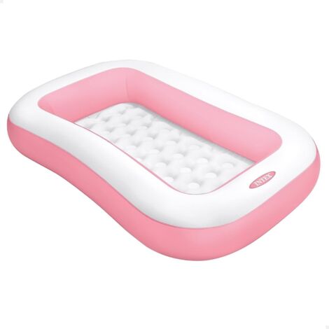 Intex – Piscine gonflable rectangulaire 166x100x25 cm – Couleur rose/blanc – Fond gonflable pour confort – Utilisation sur balcons et terrasses - 58423NP (1/5)