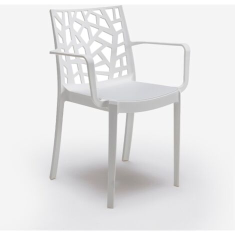 Chaise jardin extérieur moderne avec accoudoirs Matrix Armchair BICA - Blanc