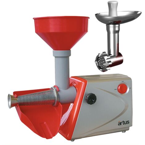 Presse-tomate + hachoir a' viande ARTUS C25 presse tomate Hp 0.3 avec filtre en acier inoxydable entonnoir et glissie're en PVC