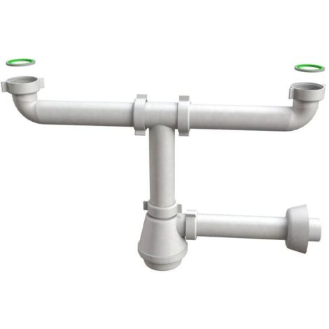 Siphon 2 voies pour A vier sans vidage en raccord polypropylA ne 1 "1 - 2 (1/2)
