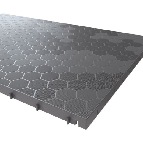 Artplast – Dalle de sol clipsable grise 116 x 76 x 3 cm – Polypropylène recyclé antichoc – Installation rapide sans outil – Usage intérieur et extérieur