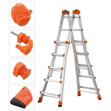 Gierre-D4120-Juego de 4 pies de escalera telescópica multifunción de aluminio EN131 (6 peldaños) - AL060