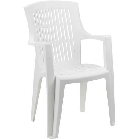 Progarden – Chaise de jardin en polypropylène blanche – Monobloc résistant aux intempéries – Dimensions 60x62xh89 cm – Empilable