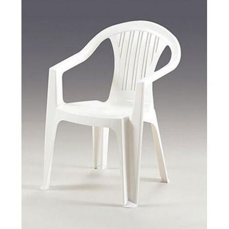 Bica – Chaise empilable en polypropylène blanc – Résistante aux intempéries – Dimensions 56x56x79 cm – Pour espaces extérieurs et intérieurs