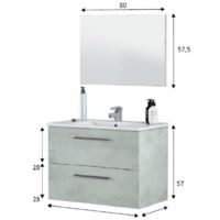Armoire de salle de bain Aruba 2 tiroirs Cm. 80 x 45 x 57 Béton