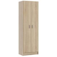 Armoire à 2 portes et 5 étagères réglables – Panneau mélaminé 15mm – Dimensions 59x37x180 cm – Couleur chêne canadien – Fores Habitat S.L.U.