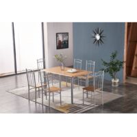 SET TAVOLO C/6 SEDIE 140X80 CM LEGNO CHIARO