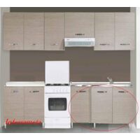 Meuble bas kit sous e'vier 3 portes pour cuisine e'quipe'e, coloris gris me'le'ze finitions orme