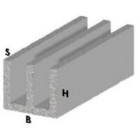 Profilé de finition aluminium argenté H.200 cm – Canal double U 16x12x1 mm – Lot de 5 unités pour murs et sols – Arcansas