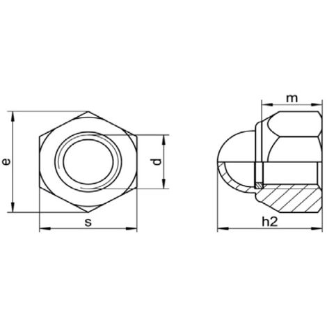 M10 DIN 986 Hexagon Domed Cap Nut with Nylon Insert - A2 Stainless Steel